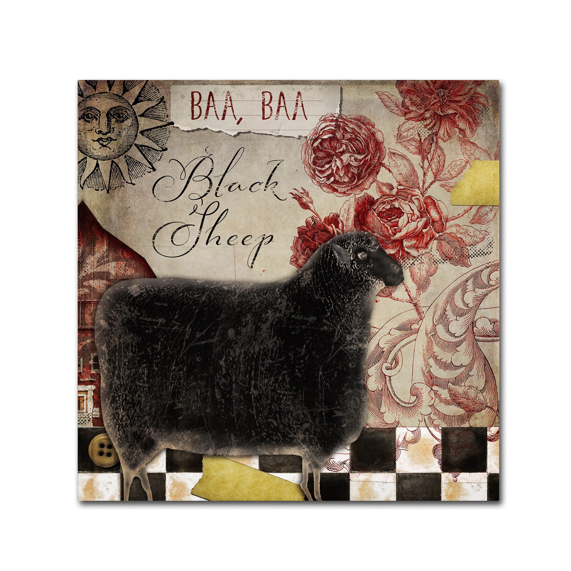 Trademark Fine Art "Baa Baa Black Sheep" Canvas Art by Color Bakery