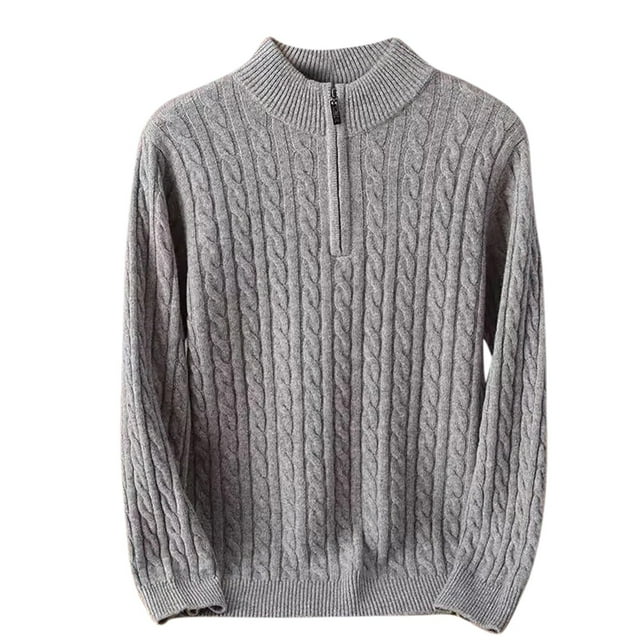 DecSea Men's Quarter-Zip Sweater Polo Zip Up Pullover Cable Knit Turtleneck