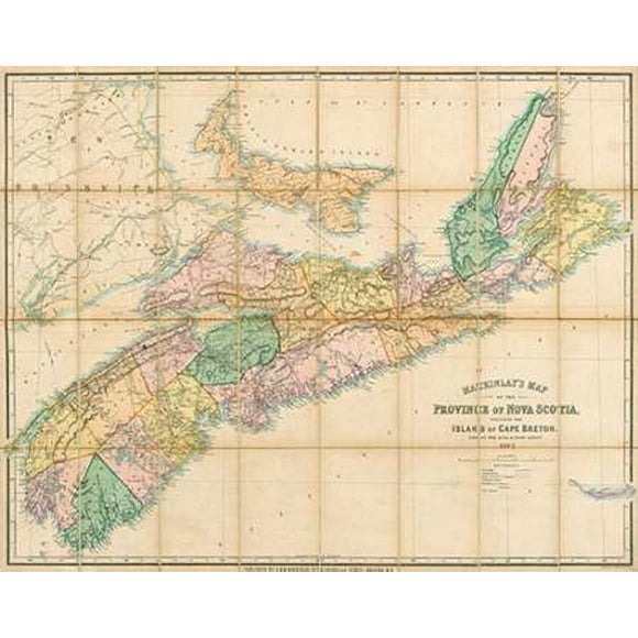Mackinlays map of the Province of Nova Scotia, including the island of Cape Breton, 1862 Poster Print by A. and W. Mackinlay (8 x 10)