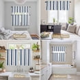 thumbnail image 6 of Navy Blue Striped Kitchen Curtains Sets for Windows 36 Inch Length, Geometric Grey White Vertical Stripes Rod Pocket Window Treatments Tier Curtains and Valances Set for Bedroom/Bathroom, 6 of 8