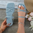 thumbnail image 2 of Gpaecead Women Strappy Flat Sandals Square Open Toe One Strap Elegant Versatile Cushioned Footbed Spring Summer Casual Outdoor Shoes,A-Light Blue, 2 of 8