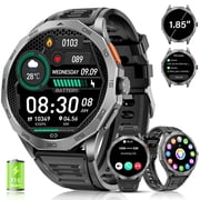 Haulvean Military Smart Watch for Men, 1.85-inch fits for Android and Iphone Devices, with Answer/Make Calls/100+ Sport Modes, Fitness Tracker Watches (Black)