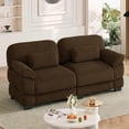 thumbnail image 3 of FFH 76.4" Modular Sectional Cloud Couch, Modern Corduroy Loveseat, 2 Seater Sofa for Living Room, Brown, 3 of 14