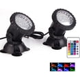 thumbnail image 1 of Pond Light, Waterproof IP68 Underwater Color Changing Landscape Lights Dimmable Submersible Spotlight 36 LED Decorate Lighting for Pond Aquarium Garden Pool Yard Lawn, Set of 2, 1 of 5