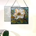 thumbnail image 4 of Dogwood Flower Stained Glass Panel Suncatcher Square Window Hanging, 8 Inch Real Glass Decorative Art Sun Catcher for Home, Gift, and Garden Decor 78OR6, 4 of 6