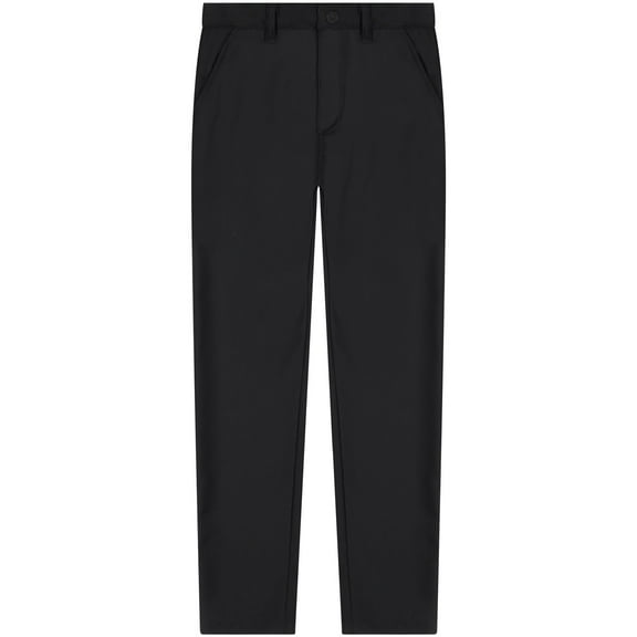 Buyless Fashion Boys Slim Fit Formal Flat Front Poly Viscose Classic Long Pants - 20S1824-F-BLK-10