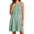 thumbnail image 7 of VBVC Women's Embroidered Crew Neck Dress , Summer Sleeveless Tunic Dress For Women , Ladies' Lightweight Breathable Dress with Pockets,Green,S-2XL, 7 of 7