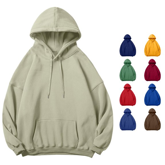 MEZZALL Sweatshirts For Men Solid Color Long Sleeve Hoodies Fall Winter Casual Oversized Pullover With Drop Shoulder For Everyday Wear Basic Daily Outdoor Holiday Travel Tops