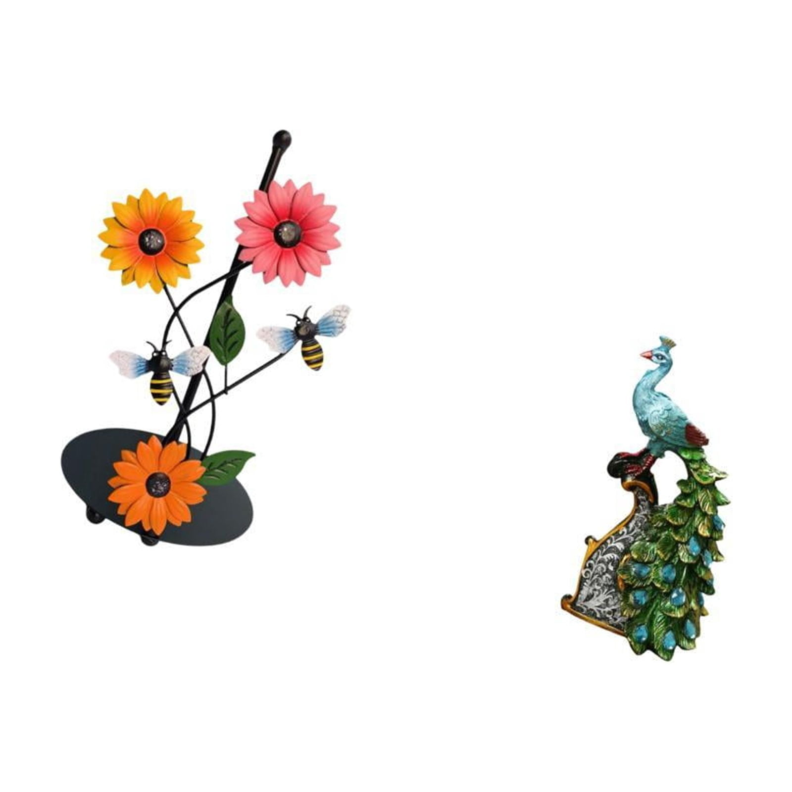 Fiocias Toilet Paper Holder Paper Towel Stand Peacock Figurine Desktop Statue Creative Iron Resin Decorative Piece Suitable for Kitchen Countertop D