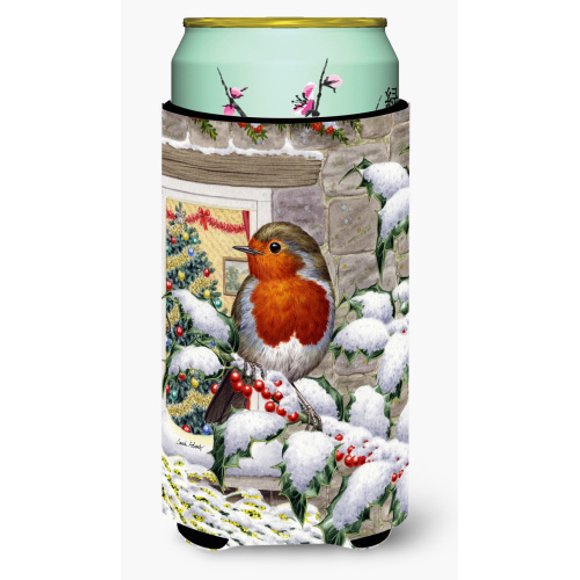 European Robin at the Window Tall Boy Beverage Insulator Hugger ASA2089TBC
