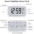 thumbnail image 2 of Reloj despertador digital con iluminación de fondo Pantalla LCD Monitor de temperatura Alarma con repetición con reloj inteligente Calendario Iluminación, 2 of 6