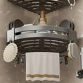 thumbnail image 3 of 3-Pack Black Triangle Shower Caddy 3-Tier Corner, No Drilling Heavy Duty Shower Cage with Hooks, 40 lbs Load Capacity, 3 of 7