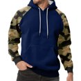 thumbnail image 2 of Men’s Pullover Hoodie with Raglan Camouflage Sleeves and Adjustable Drawstring Hood for Everyday Wear Dark Blue L, 2 of 5