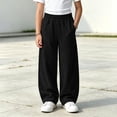 thumbnail image 6 of Nugftut Girls Sweatpants Elastic Waist Loose Wide Leg Pants with Pockets Sizes 5-6, 6 of 9