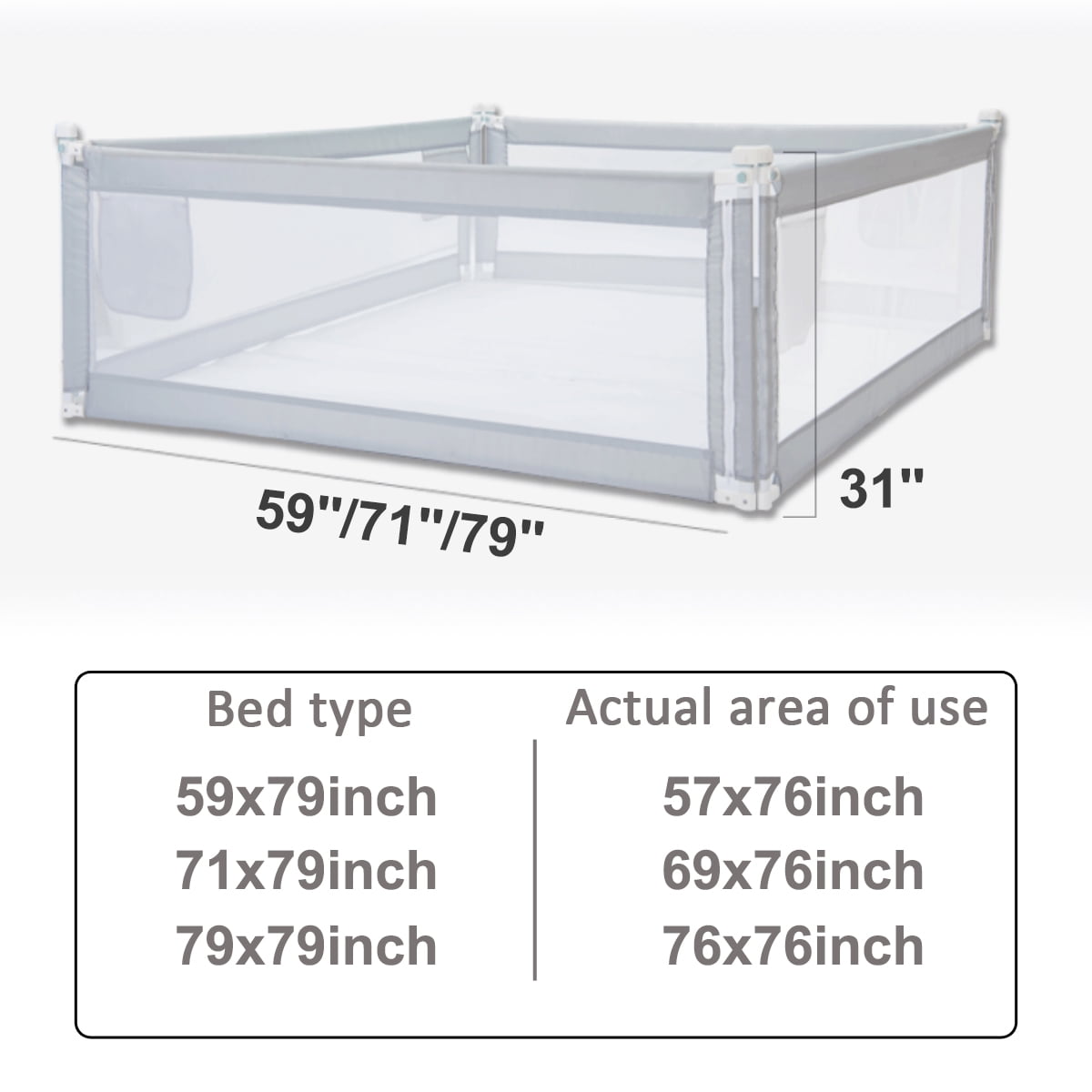 Bed Rail for Toddlers 59in Infants Safety Bed Guardrail, Vertical