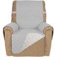 thumbnail image 1 of Housse de Sofa Inclinable Matelassée Réversible, Protège-Meubles Résistant à l'Eau, Housse de Canapé Lavable avec Sangles Élastiques pour Enfants, Chiens, Animaux (Fauteuil Inclinable, Gris Pâle/ivoire), 1 of 7