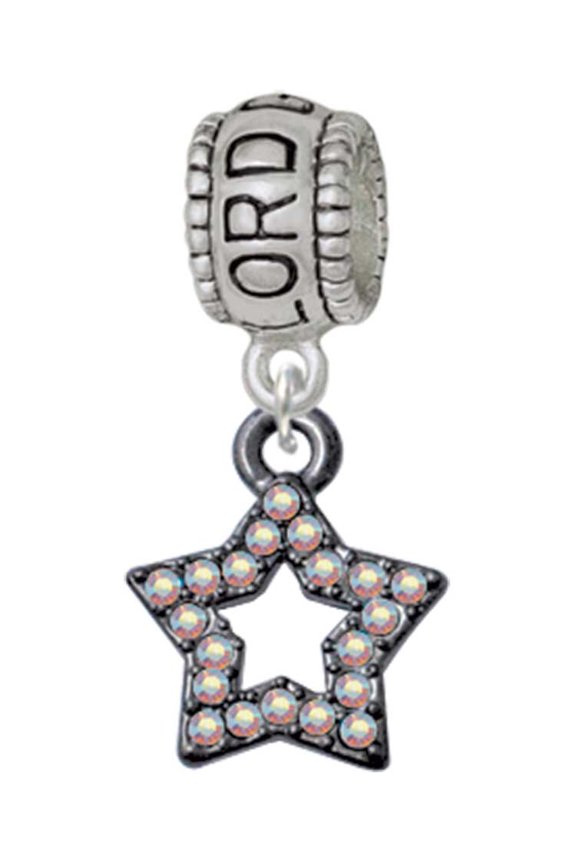 Black Nickeltone AB Crystal Lucky Star Lord Guide Me Charm Bead
