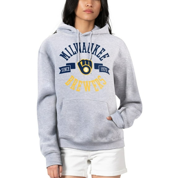 Women's G-III 4Her by Carl Banks Heather Gray Milwaukee Brewers City Graphic Pullover Hoodie