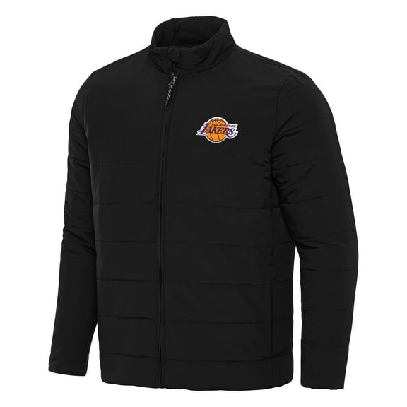 Men's Antigua Black Los Angeles Lakers Swelter Full-Zip Puffer Jacket