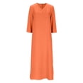thumbnail image 2 of Summer Dresses for Women Plus Size V-Neck 3/4 Sleeve Solid Color Sundress with Pockets Casual Summer Wedding Guest Dress Beach Vacation Clothes, 2 of 2