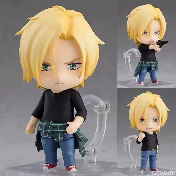 100% Original genuine BANANA FISH Ash Lynx Q version figma PVC Action Figure Anime Figure Model Toys Figure Collection Doll Gift heqiyong LED