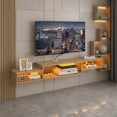 thumbnail image 1 of INICO Mueble Flotante para TV 70" con Luces LED, Repisas Flotantes de Pared para TV con Toma de Corriente, Sencillo y Ahorra Espacio Debajo para Sal&oacute;n, Dormitorio, Roble Blanco, 1 of 8