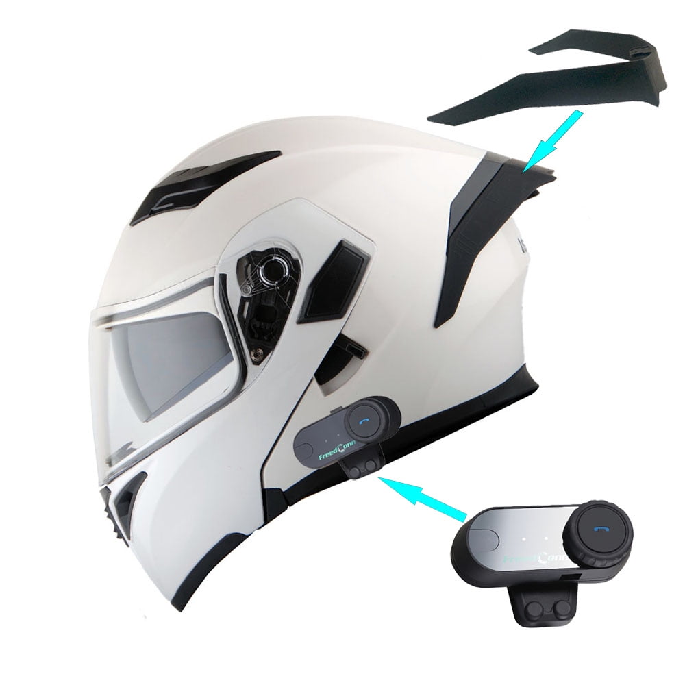 Modular Flip up Dual Visor Anti-Fog Adult Helmet Motocross,Built-in Speaker Headset Microphone for Automatic Answering Motorcycle Bluetooth Full Face Helmets DOT Certification