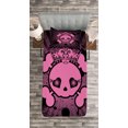 thumbnail image 3 of Ambesonne Pink Quilted Bedspread Set 2 Pcs, Skull Grunge Pop Art, Twin Size, Pink Black, 3 of 3