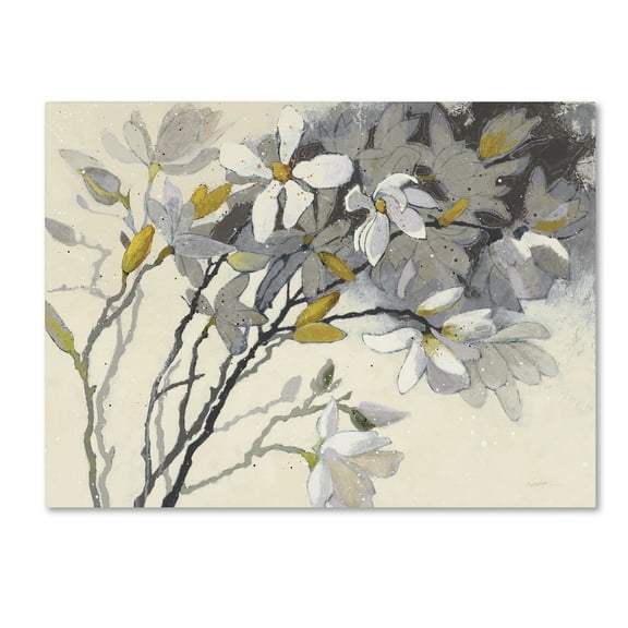 Trademark Fine Art 'Magnolias Yellow Gray' Canvas Art by Shirley Novak