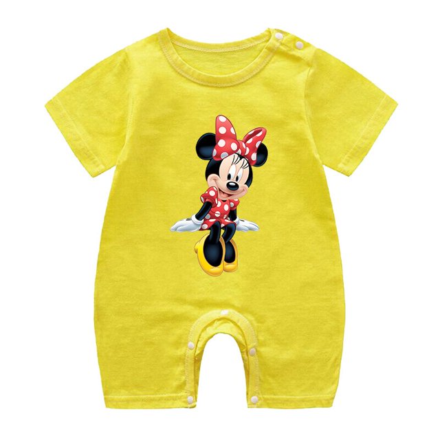 Mono de bebé recién nacido de algodón para niña, peleles de manga corta para niños, ropa de dibujos animados de Mickey Mouse Minnie, Tops de verano, trajes para niños Toddler18M Gao Jinjia LED