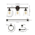 thumbnail image 4 of JONATHAN Y Hollis 23.75" 3-Light Traditional Farmhouse Vanity Light with Bathroom Hardware Accessory Set, Oil Rubbed Bronze (5-Piece), 4 of 10