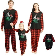 Family Christmas Matching Outfits, Dad Mommy Kid Shirt & Pants Baby Infant Romper Xmas Pajamas