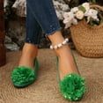 thumbnail image 4 of FRSASU Women's Flower Flat Shoes Elegant Slip on Beach Boho Ballet Flats Casual Lightweight Spring Summer Wedding Shoes Green, 4 of 9