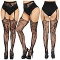 thumbnail image 1 of Qertyioot Collants Mode Leggings Unis Pantalons Dentelle Grande Taille Bas Résille Bas en Filet, 1 of 3