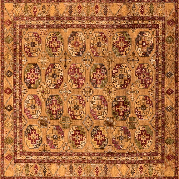 Ahgly Company Indoor Square Oriental Orange Traditional Area Rugs, 5' Square