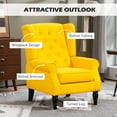 thumbnail image 3 of HOMCOM Button-Tufted Accent Chair with High Wingback, Rounded Cushioned Armrests and Thick Padded Seat, Yellow, 3 of 9