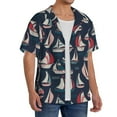 thumbnail image 2 of Kdxio Men's Hawaiian Shirt for Men Short Sleeve Shirt Sailboat And Wave Summer Casual Holiday Beach Button Down T-Shirts, 2 of 5