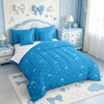 thumbnail image 2 of Manfei Cartoon Dreamy Bow 7-Piece King Bedding,Blue Princess Bowknot King Bed in a Bag,Reversible, 2 of 7