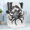 thumbnail image 4 of Crabs Soft Flannel Fleece Throw Blanket, Monochrome Drawing of an Animal from Crustacean Family Maritime Inspired Artwork, Cozy Plush for Indoor and Outdoor Use, 70" x 90", Black White, by Ambesonne, 4 of 5