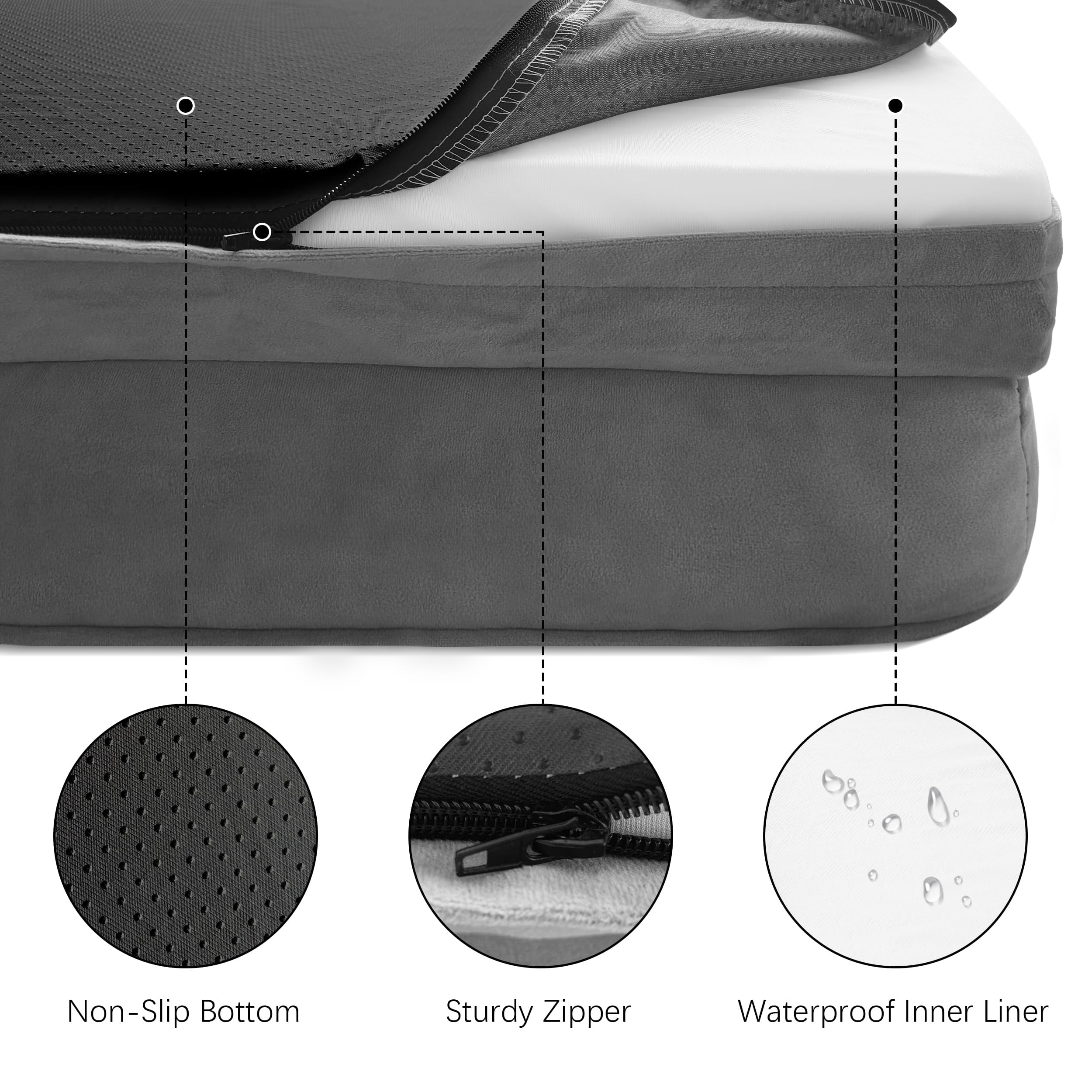 Dog Bed With Sides - Sofa Beds For Extra Large Dogs  Supportive Foam Pet Couch Washable Removable Cover Waterproof Lining And Non-slip Bottom Grey Xxl
