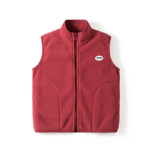 GYRATEDREAM Toddler Boys Girls Polar Fleece Vest Jacket Kids Sleeveless Full Zip Warm Lightweight Coat Outwear with Pockets Children Fall Winter Clothes Red for 2-11Y