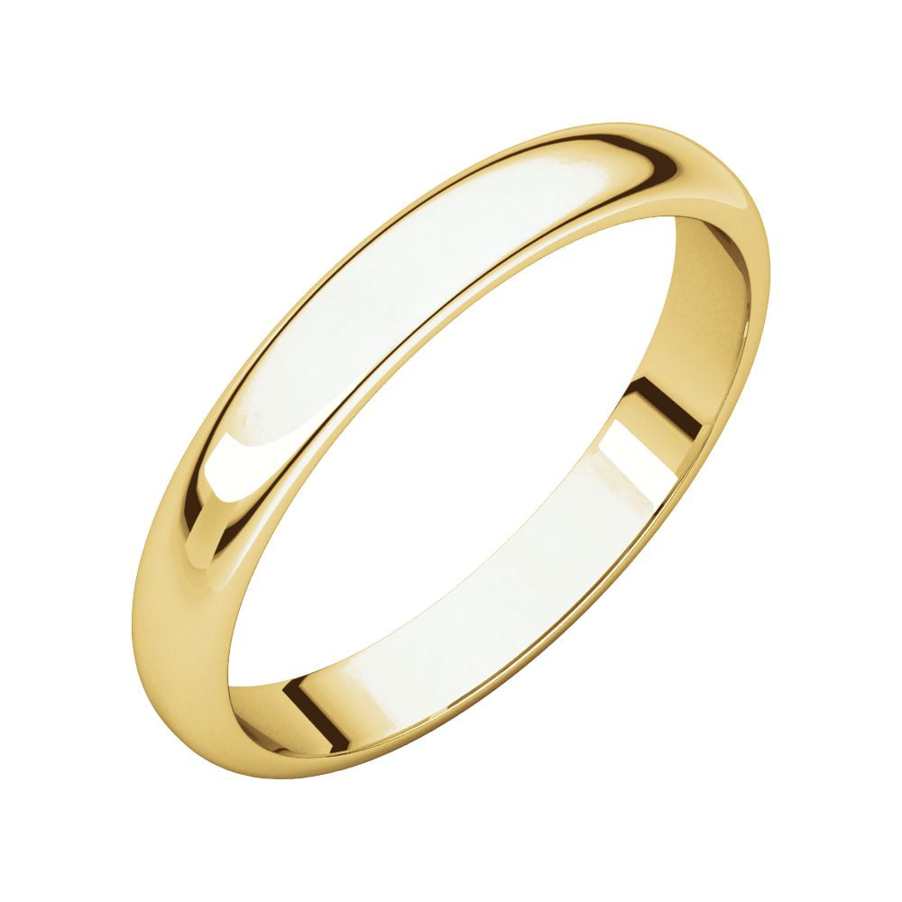 Women's 10K Yellow Gold 4mm Light Half Round Wedding Band Ring