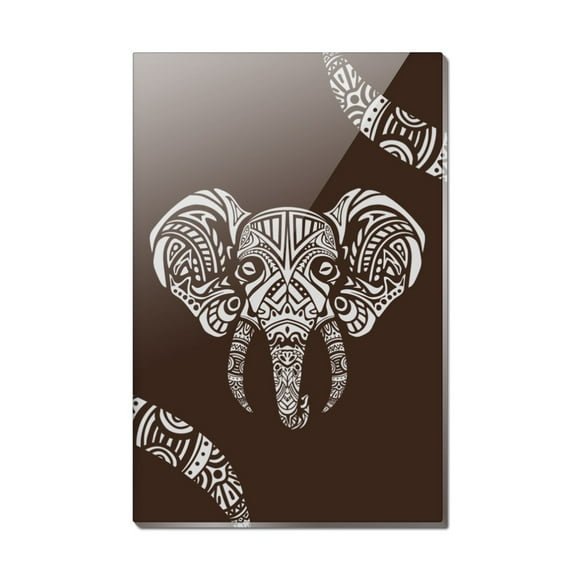 White African Elephant Tribal Rectangle Acrylic Fridge Refrigerator Magnet