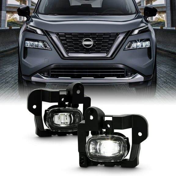 AKKON - Fits 2021 2022 2023 Rogue SUV LED Bumper Chrome Fog Lights Pair w/ Wiring Harness Power Switch Accessories