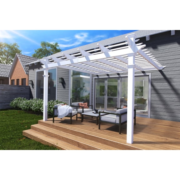 Vita 12' x 12' Freemont White Vinyl Pergola, VA42044