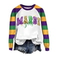 thumbnail image 2 of Sexlip Womens Long Sleeve Sweatshirt Mardi Gras Letter Print Design Contrast Sleeve Soft Fabric Comfortable Silhouette for Casual Occasions White XL, 2 of 4
