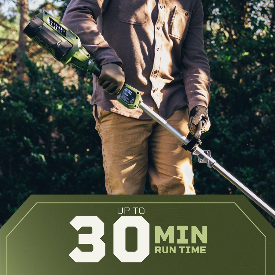 Green Machine 62V Cordless String Trimmer 16" Cut Path with 2.5 Ah Battery and Charger