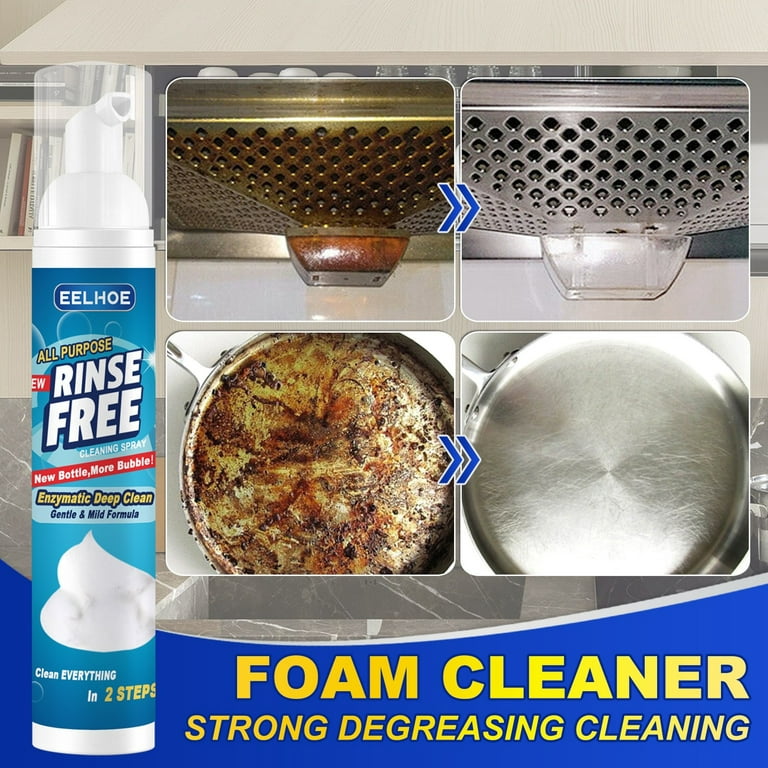 Foam Cleaner Spray, Powerful Rinse-free Bubble Cleaner, Degreasing  Cleaning Spray, Powerful Stain Removal Foam Cleaner For Kitchen And  Bathroom Use