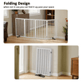 thumbnail image 3 of Smart FENDEE 33" Tall Foldable Bamboo Freestanding Pet Gate with Dog Gate and Support Feet, Expands to 74" Wide, 3 of 8
