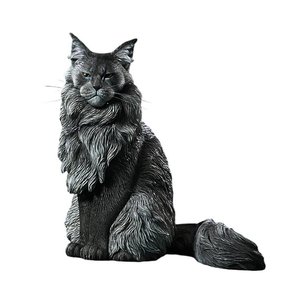 Figura de gato de Maine, adorno de césped, centro de mesa realista, estatua de resina de animal Estilo B